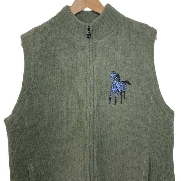 Olive Green Knit Vest - Picture 2 of 10